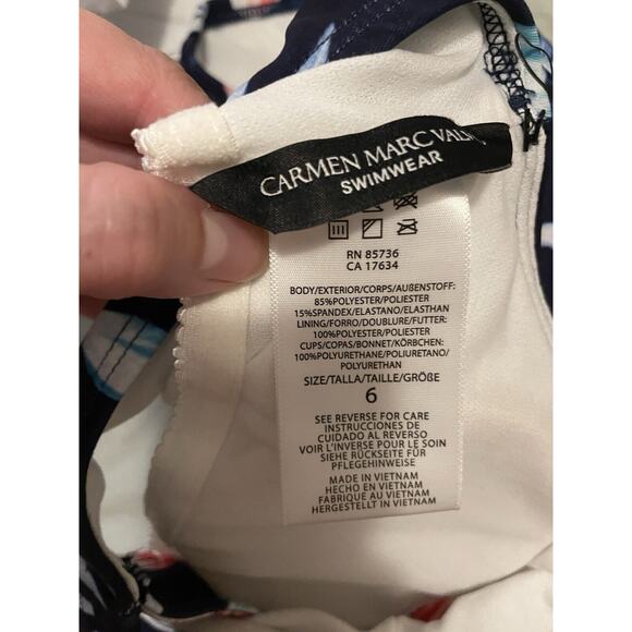 Carmen‎ Marc Valvo Womens 1 Piece One Shoulder Swimsuit Size 6 Multicolor Floral - Picture 7 of 8